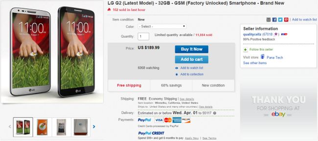 Fotografía - [Mise à jour: Il est de retour] [pacte Alerte] débloqué LG G2 en vente pour 189,99 $ Grâce à des offres spéciales quotidiennes eBay